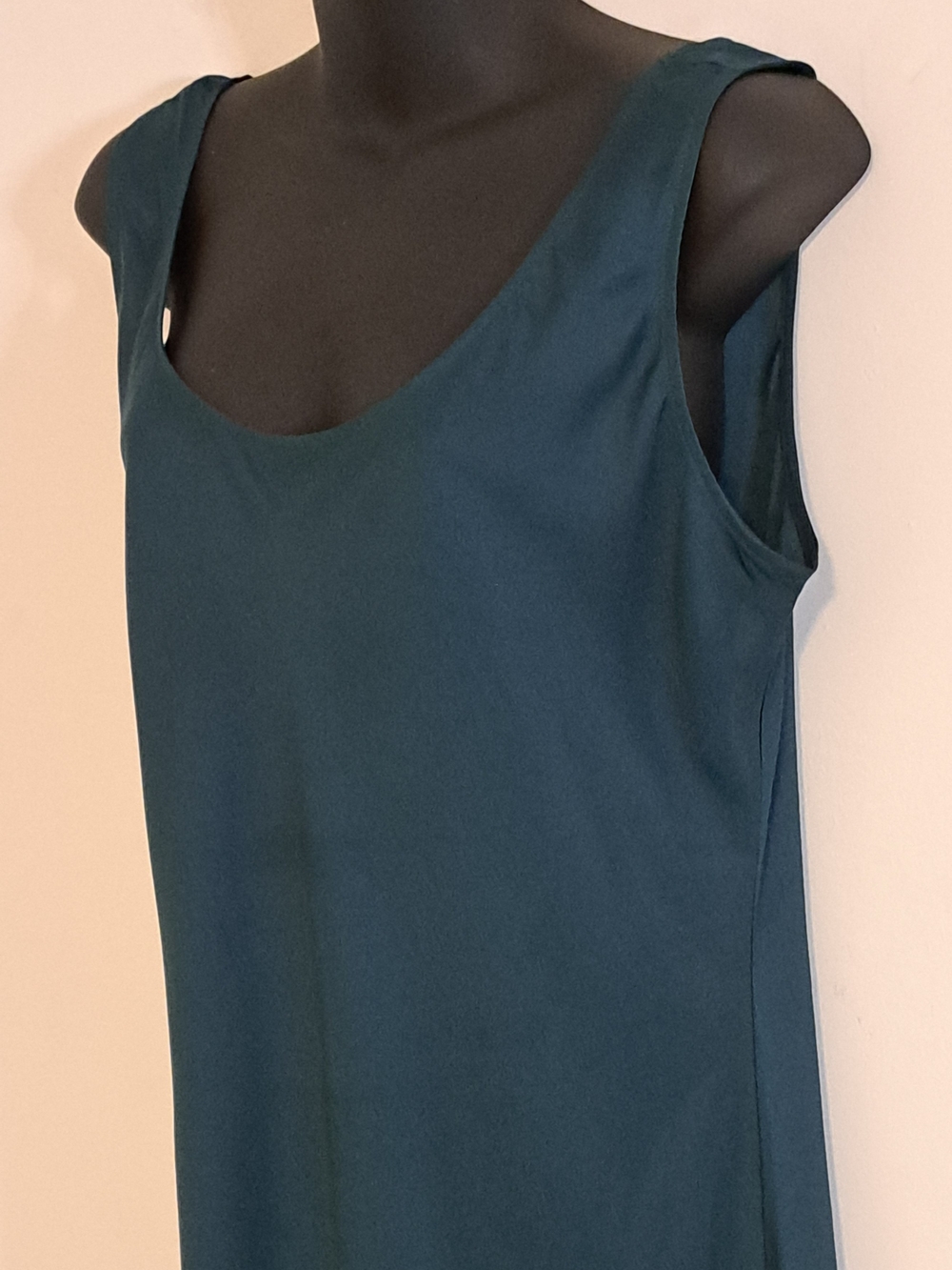 Banana Republic NWT  Sliky Teal Maxi Slip Dress with Side Slit Misses Large - Picture 9 of 10